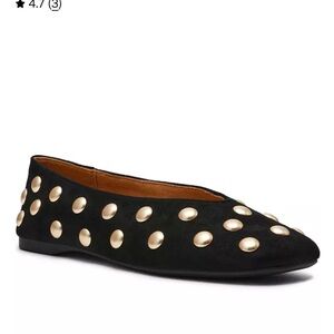 Dolce Vita Black Ballet Flat Faux Suede with Gold Studs 8M